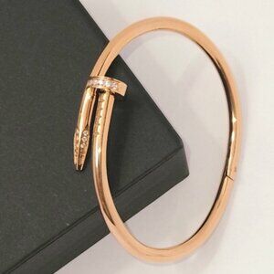 🌟18k Gold Plated  Stud Bracelet with Cubic Zirconia 316L Steel Trendy Love